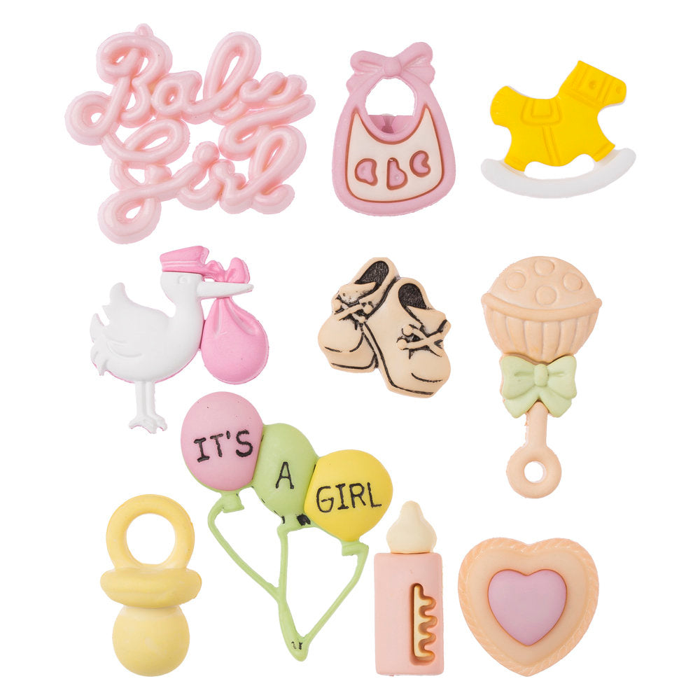 Buttons & Galore Kız Bebek Temalı Dekoratif Düğme - 4424